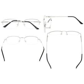 Eyekepper Bendable Titanium Memory Reading Glasses Men Women Half-Rim Readers (Silver,+1.25)