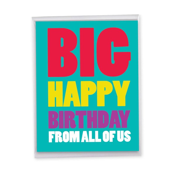 NobleWorks - 1 Happy Birthday Greeting Card Jumbo (8.5 x 11 Inch) - Celebration, Appreciation Stationery for Birthdays - Big Happy Birthday from Us J3900BDG