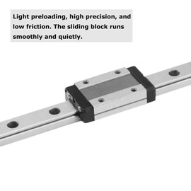 KGTCN MGN9H 250 mm Length Mini Bearing Steel Linear Guide Linear Guide Rail with 1 Piece High Precision MGN9H Bearing Slide Block for DIY 3D Printer and CNC Machine