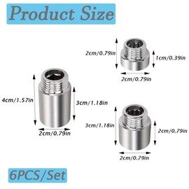 Niaciswe Tap Extension, Pack of 6, 1/2 Inch Stainless Steel Pipe Extension (10 mm, 20 mm and 30 mm), Shower Extension Pipe, Water Pipe with Solid Thread Fitting, Extension for Taps, Shower Heads