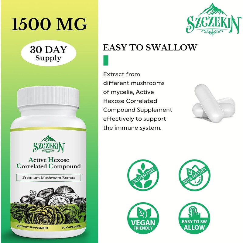 Active Hexose Correlated Compound 1500 mg Supplement, Natural 8 Mushroom