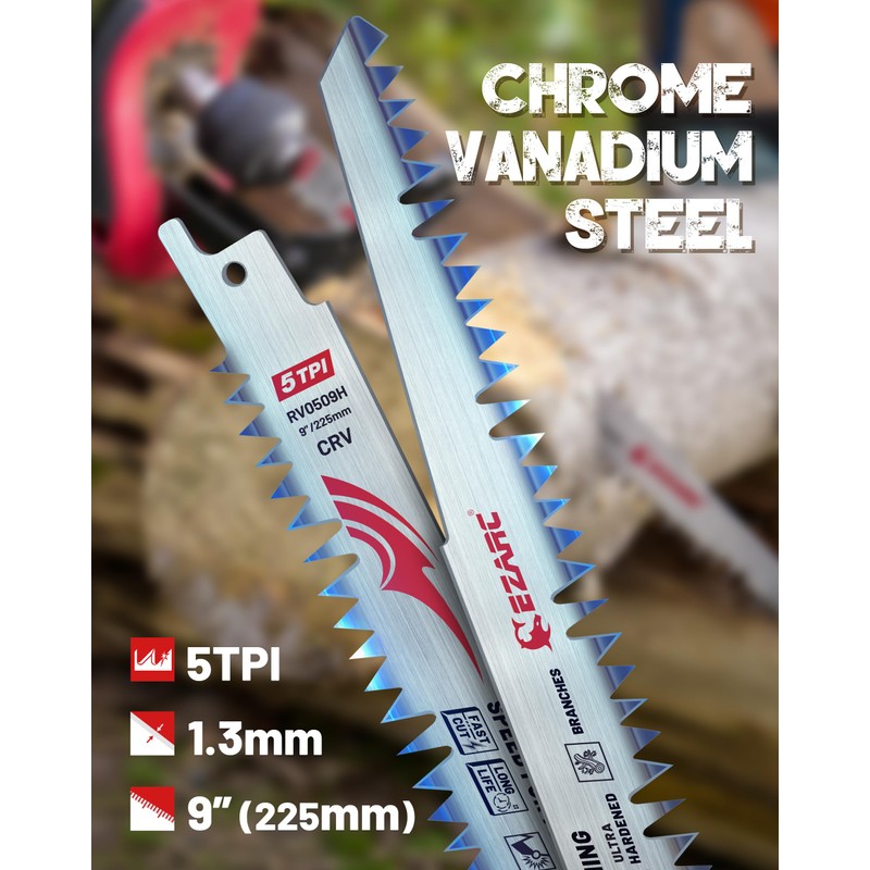 EZARC Wood Pruning Reciprocating Saw Blade 9 Inch, Fleam Ground