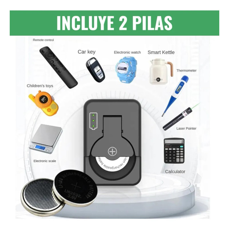 Cargador Pila Botón +2pilas Recargables Lir2032-2025-2016usb