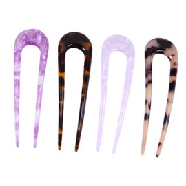 VICASKY 4pcs U-shaped Hair Double Prong Hair Clips for Elegant Updos Vintage Style Accessories for Women and Girls for Occasion Includes and Colors