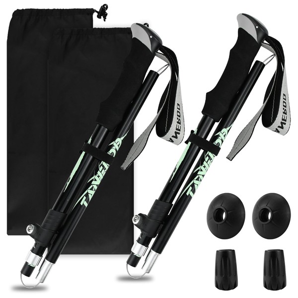 MSIHEY Pack of 2 Hiking Poles, Foldable Hiking Poles, Telescopic 100-130 cm, Ultralight Trekking Poles with Rubber Buffer for Skiing and Hiking (Black)