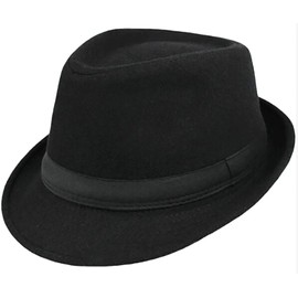 JowTreex Classic Fedoras Hats Short Brim Panama Jazz Hat Trilby Fedora Hat for Men Women Costume Accessories (Medium, Black/Broadband)