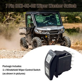Sxqddz Windshield Wiper Control Switch Fit for Can-Am Defender HD10 HD8 Maverick X3 2016 2017 2018 2019 2020 2021 2022 2023 Wiper Washer Switch Replace 710004941 7 Pin (ON)-ON-Off Wiper Rocker Switch
