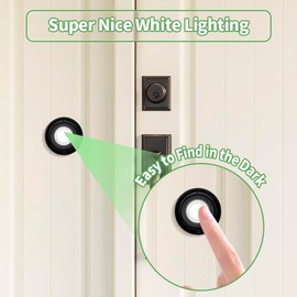 Door Bell Button, Round Metal Doorbell Button Black Wired Lighted Up LED Door Buttons Replacement Solid Iron Doorbell for Home Front Doors, White Light