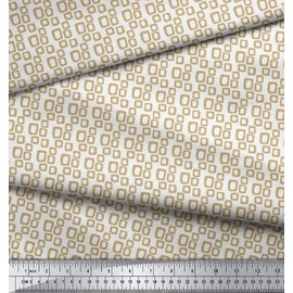 Soimoi White Velvet Fabric Square Geometric Print Fabric by Yard 58 Inch Wide