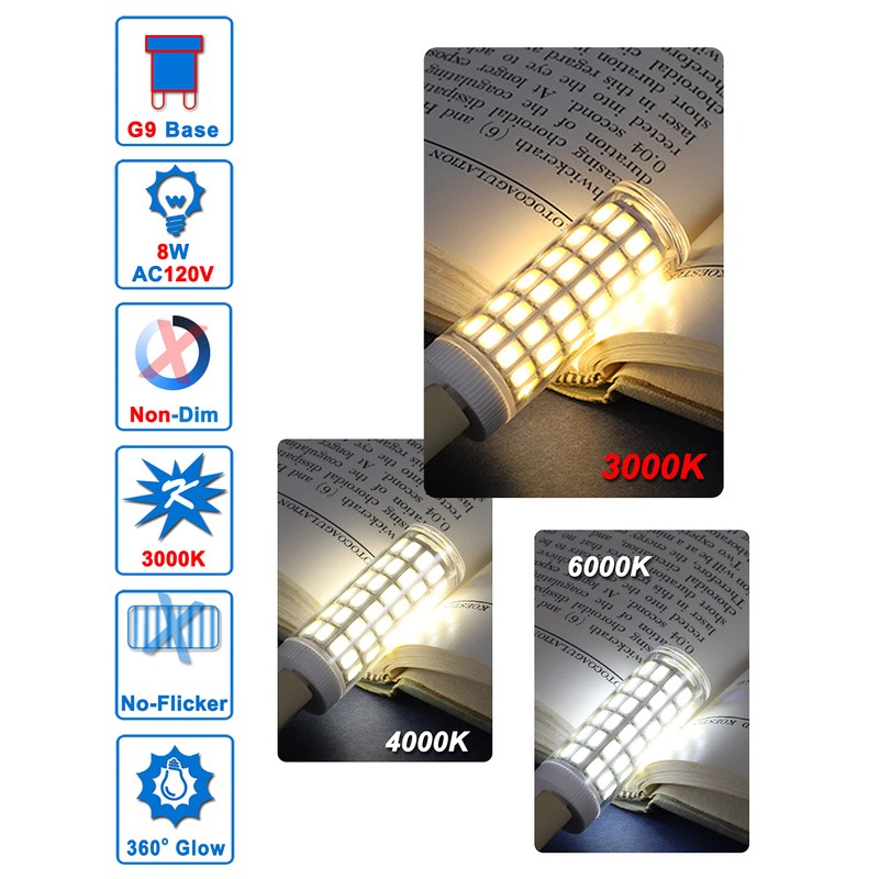Ziomitus G9 Led Bulbs 75W 80W 100W T4 Clear Halogen