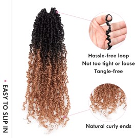 Toyotress Yanky Twist Crochet Hair - 10 Inch 2 Packs (30 Strands/Pcs) Fluffy Spring Mini Twist Short Bob Passion Twist, Ombre Brown Pre-Looped Crochet Braids Braiding Hair (10 Inch, OT30-2P)