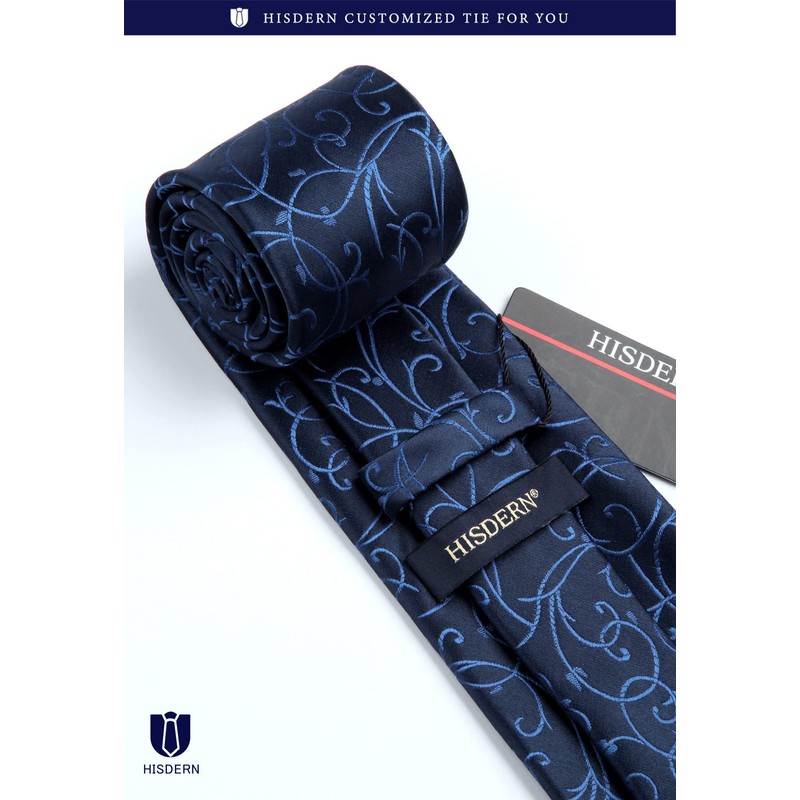 Hisdern TP-01S Men’s Paisley Pattern Necktie and Square Set, Business,