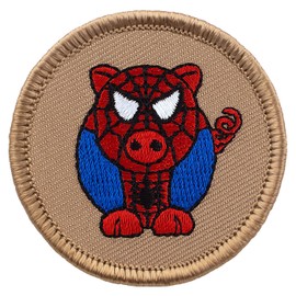 Spider Pig Costume Patrol Patch - 2" Diameter Round Embroidered Patch (Sew-on)