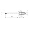 4.8mm x 20mm Blind Pop Rivet Dome Head Aluminium/Steel Shaft