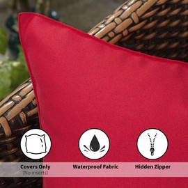 MIULEE Pack of 2 Decorative Outdoor Waterproof Christmas Pillow Covers Square Garden Cushion Sham Throw Pillowcase Shell for Spring Patio Tent Couch 18x18 Inch Red