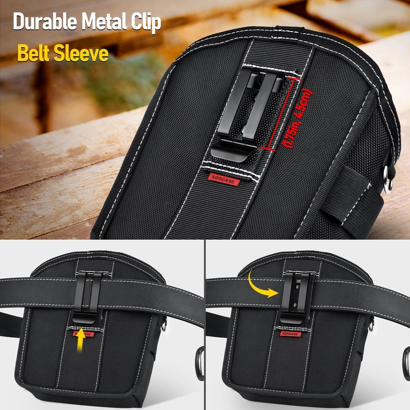 SOGCASE Tool Pouch Nails Screws Bag with Belt Clip (XL,