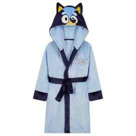 Bluey Girls Fleece Dressing Gown with Hood and Tie Waist, Cosy Robe - Gifts for Girls (Blue, 2-3 Years)