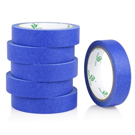 BOMEI PACK Blue Masking Tape Decorative Writable Blue Painters Tape for Arts & Crafts,6 Rolls Pack, 24mm x 20m Per Roll