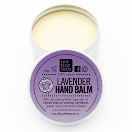 Lavender Hand Balm, Natural, Nourishing and Softening with British Lavender Essential Oil | Moisturises, Protects, and Soothes. Hand Cream by Our Tiny Bees Skincare - 45ml
