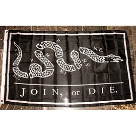 Black Join Or Die Flag 3'x5' Ben Franklin Double Sided Banner