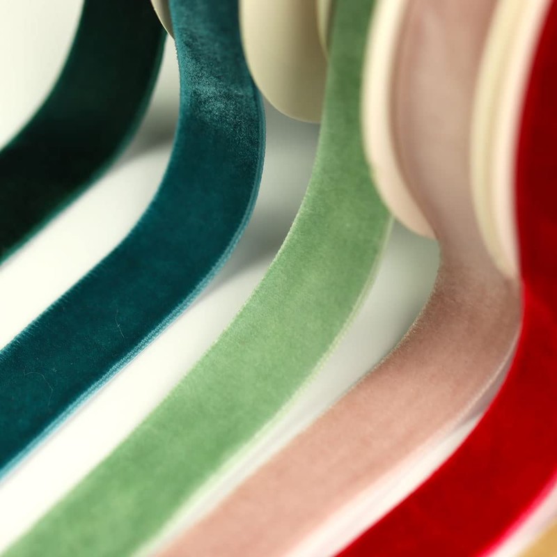 Velvet Ribbon, 5m Single Sided Solid Fabric Ribbon Roll for