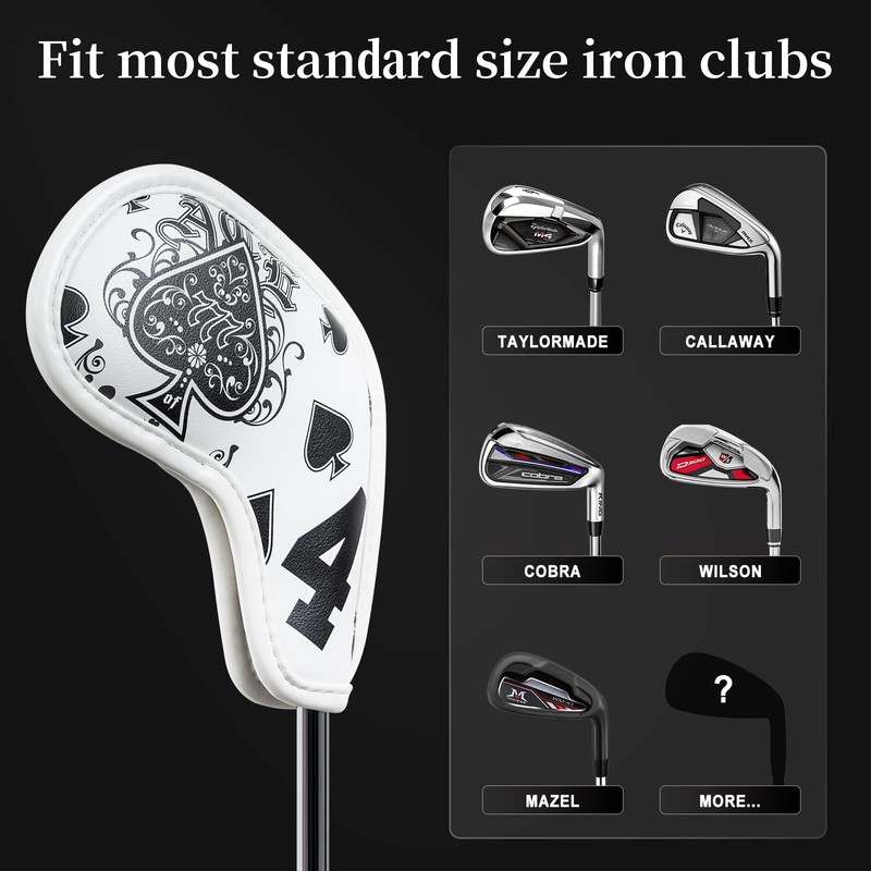 Golf Iron Club Head Covers Magnetic 10pcs 4-9,P,A,S,L Right Hand
