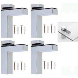 Litensh Pack of 4 Adjustable Shelf Brackets, Shelf Brackets, Bathroom Shelf Brackets, Glass Shelf Brackets, Glass Holder, Wall Mount for 3-36 mm Thick Shelf