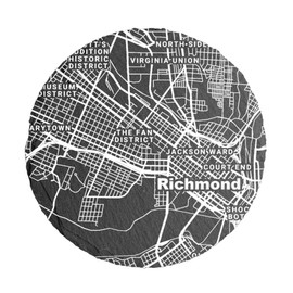 Blue Ridge Mountain Gifts - Slate Coasters with Richmond VA Map, Set of 4 - Drink Coasters for Virginia Fans to Protect Your Home Bar, White UV Printed Richmond Design on Natural Stone Coaster