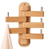 TREOAKWIS Oak Wood Coat Hooks, Coat Rack Wall Mount Swivel
