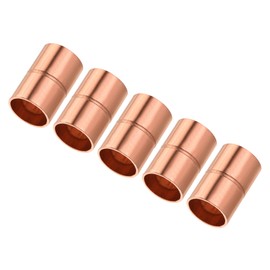 MECCANIXITY Straight Copper Coupling Fittings, 3/8 Inch ID Welding Joint for HVAC Air Conditioner, with Rolled Tube Stop Sweat Ends, Pack of 5