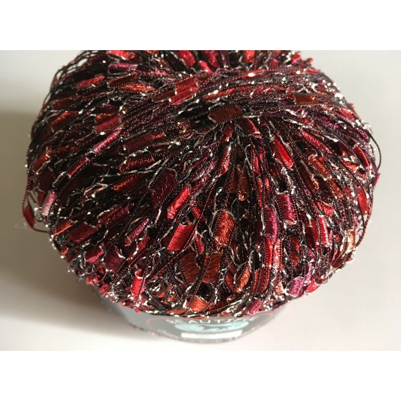 Berry Glitz Ladder Ribbon Yarn Dark Horse Beautiful #B119 Red,