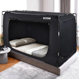 RIYDH Bed Tent Bed Canopy Full Size Tents for Adult and Kids- Original Design Portable Dream Tent Indoor Sleeping Tents 80% Blackout with 3 Doors Breathable Big Space Tents