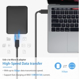 Poyiccot USB C to Micro B Adapter, Type C to Micro B Cable Adapter, 2Pack Micro B to USB C 3.1 Adapter for Hard Drive Cable, USB C Hard Drive Cable Adapter for USB 3.0 External Portable SSD HDD