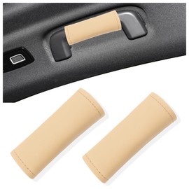 2PCS Leather Inside Car Door Handle Protector,Colorful Car Handle Cover for Car Decorations & Door Pull Handle Protections,Universal Interior Car Door Handle Scratch Protector (Beige)