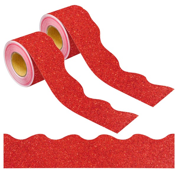 131 Ft Red Glitter Bulletin Board Borders Red Scalloped Bulletin