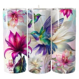 Handmade Hummingbirds  Floral Cute 20 oz Skinny Tumbler Travel For Hot & Cold