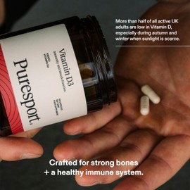 Puresport Vitamin D3 (60 Capsules) | 4000IU Vitamin D3 + K2 | Supports Bone Health and Immune Function Using Vegan-Friendly Vitamin D3 Sourced from Marine Algae | Informed Sport Certified