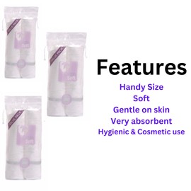 Temas Pure Cotton Wool Pads Pack of 3 (6x100) - Non-Fleecing and Shed, 100% Cotton Organic for Makeup Removal, Cleansing, Face beauty, Nails Manicure