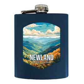 R and R Imports Newland North Carolina Autumn Mountains Design Souvenir 7 oz Steel Flask Matte Finish Navy 2-Pack