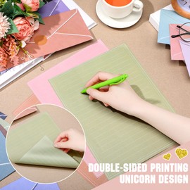 TaoBary 160 Packs Morandi Color Stationery Paper Set Include 50 Double Sided Stationery Writing Papers, 50 Matching Envelopes and 60 Round Dot Sticker, 10 Design