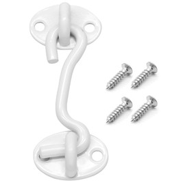 Biaungdo Heavy Duty Hook and Eye Latch, 3 Inch White Privacy Hook Barn Door Lock Easy Lock, Stainless Steel Gate Latch for Doors/Windows/Sheds/Gates/Fences/Closets/Cabinets, 1 Pack
