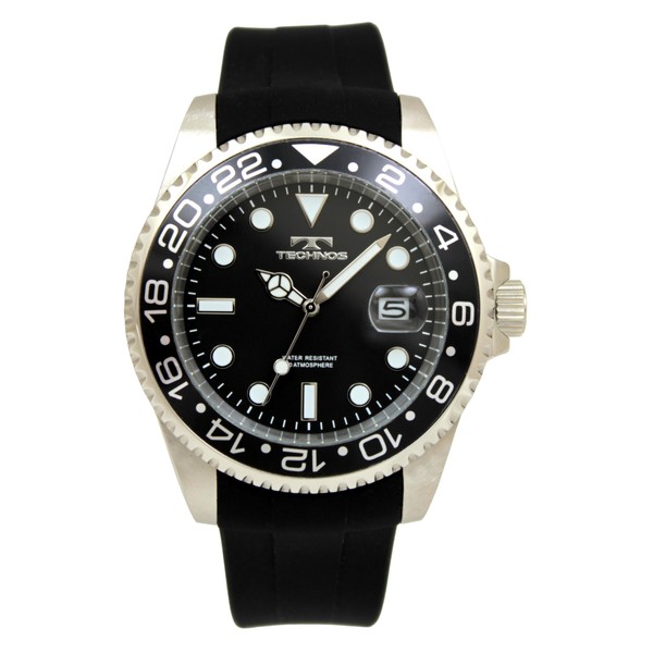 Technos T6C28SB Men's Watch, Date 100th Anniversary Model, Black