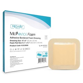 MedVance TM Foam – Bordered Adhesive Hydrophilic Foam Dressinge 6"x6" (4.1"x4.1" Pad) Box of 5 dressings