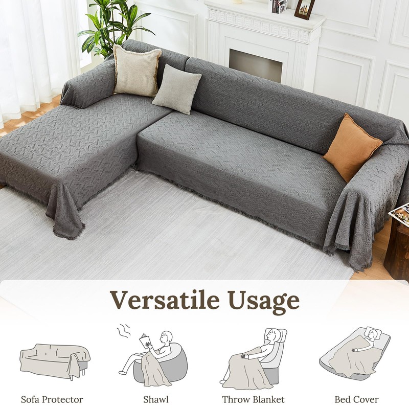 HOMERILLA Sectional Couch Covers 2 Pieces L Shaped Sofa Cover