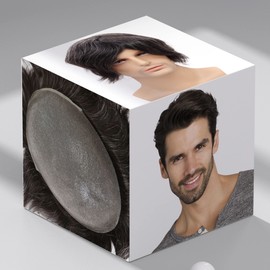 Civmo Tupé Para Hombre, 0,06 Mm, Ultrasuave, Transparente, Fino, Con Línea De Cabello Natural En Forma De V, Postizos Para Hombre, Sistemas De Cabello Humano Virgen Europeo, Pelucas De 20 X 25 Cm (1B