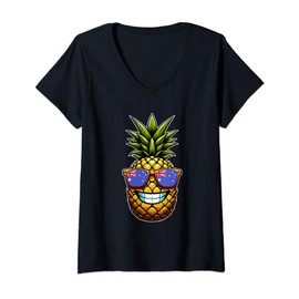 Womens Travel Must Have Australia Gadget Holiday Funny Pineapple V-Neck T-Shirt
