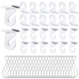 50 Packs Drop Ceiling Hooks for Hanging, White Right and Left Ceiling Hooks with 25pcs Hook Clips, Metal T-Bar Hook for Home Classroom Office Wedding Hanging Plants Decoration
