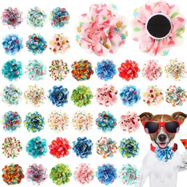 Huhumy 50 Pieces Summer Fruits Dog Collar Flowers Bulk Hawaii Dog Charms Grooming Accessories Bow Tie Flower for Puppy Pets Cat Collar Attachment Embellishment Summer Party Costume