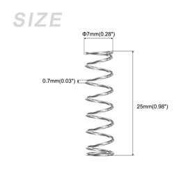 METALLIXITY Compression Springs (0.7x7mm OD,25mm Free Length) 5Pcs, 304 Stainless Steel Extension Spring - for Shop Home Repairs, DIY Projects, Silver Tone