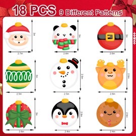 JarThenaAMCS Christmas Hanging Ornaments Xmas Ball Hanging Decoration Assorted Cute Pendants with Hemp Rope for Home Party, 18 Pack